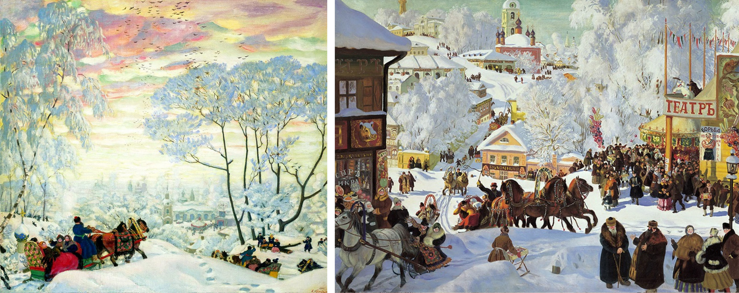 Картины зимы Кустодиева
